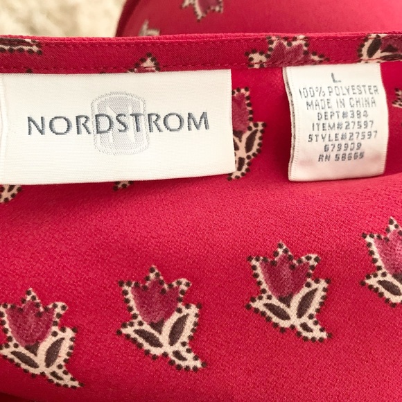 Nordstrom | Red Black Maxi Dress Floral Print Slit Large Paisley Print - Picture 6 of 11